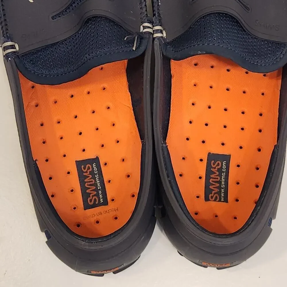 Men's SWIMS Penny Loafer Shoes Navy -Boat Water - Machine Washable - Size 9